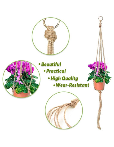 Keadic 6Pcs Colgadores de Plantas de Macramé - 3 Tamaños