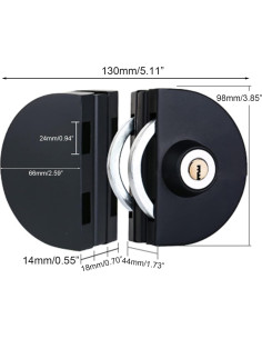 Cerradura de Puerta de Vidrio Genérico con 3 Llaves 10-12mm 2
