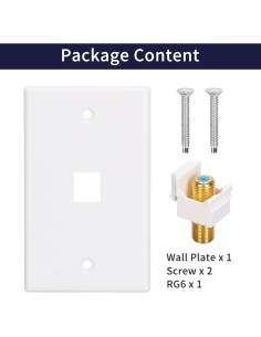 Placa de Pared Coaxial F-Type Dorado XGGYA - Paquete de 2 2