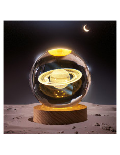 Luz Nocturna 3D Saturno KAZETEC con Base LED 8cm