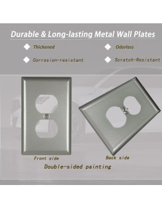 Cubiertas de Enchufes de Metal Kisrvopn Níquel Mate 4 PK 2