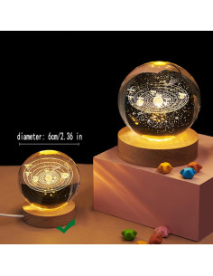 Luz Nocturna 3D Saturno KAZETEC 60mm Decorativa 2