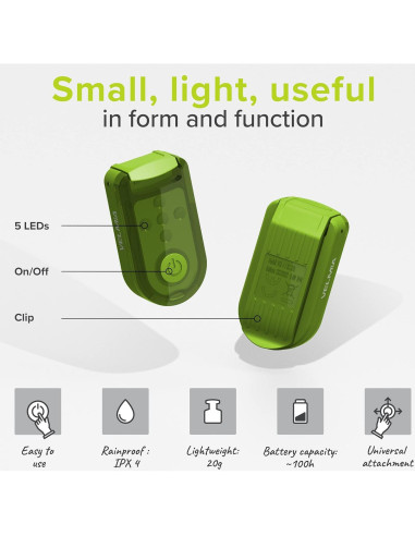 Luz de Seguridad VELMIA para Correr - Paquete de 2, Verde Neón