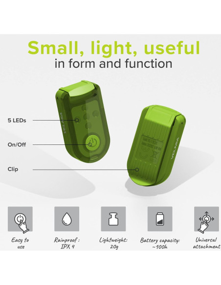 Luz de Seguridad VELMIA para Correr - Paquete de 2, Verde Neón