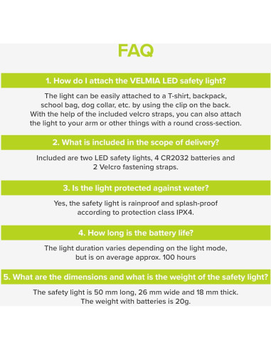 Luz de Seguridad VELMIA para Correr - Paquete de 2, Verde Neón