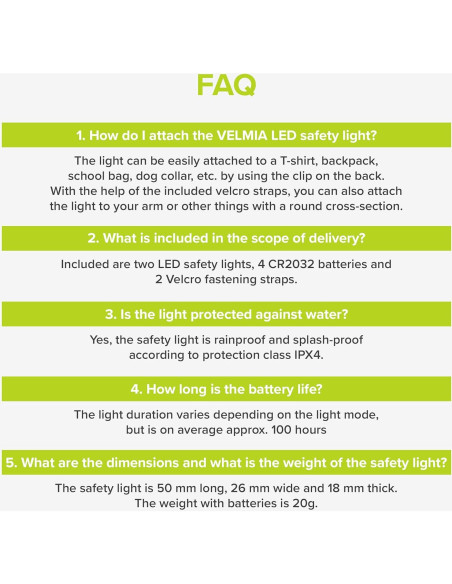 Luz de Seguridad VELMIA para Correr - Paquete de 2, Verde Neón