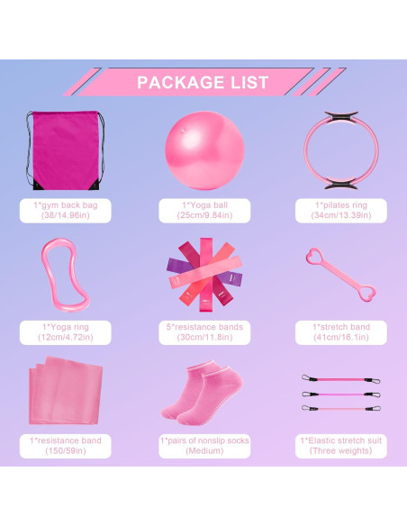 Kit de Pilates Esencial Speciarose 18 Piezas Rosa