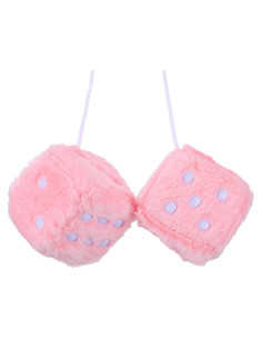 Dados Peludos Telooco 6cm Rosa Bebé para Espejo Retrovisor