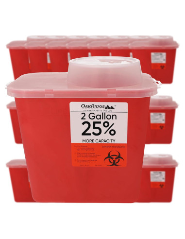 Contenedor de Puntas Oakridge 2 Galones - Paquete de 20 para Desechos Peligrosos