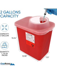 Contenedor de Puntas Oakridge 2 Galones - Paquete de 20 para Desechos Peligrosos 2
