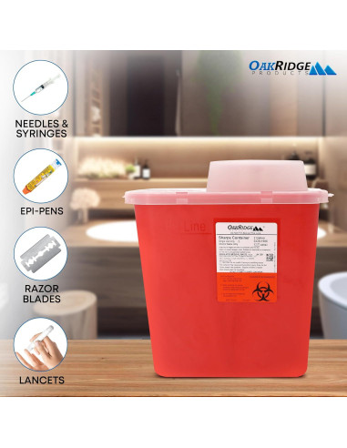 Contenedor de Puntas Oakridge 2 Galones - Paquete de 20 para Desechos Peligrosos