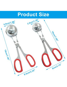 Creador de Albóndigas Auvotuis 2Pcs Acero Inoxidable Rojo 2