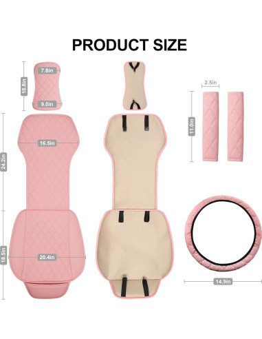 Conjunto de Fundas de Asiento Delantero BaoLL Rosa Universal