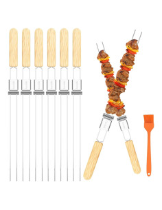 Pinchos de Asar de Acero Inoxidable Lucalda 43 cm - 6 Pcs