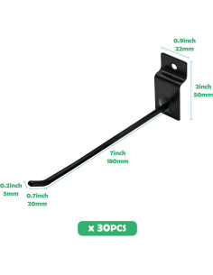 30 Ganchos Slatwall 20cm Yauhar Negro Acero Inoxidable 2