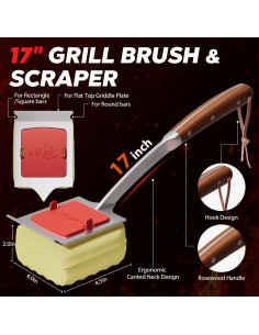 Cepillo para Parrilla ENLOY Sin Cerda 43 cm con Raspador 2