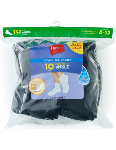 Calcetines de Tobillo para Mujer Hanes - Paquete de 10, Negro 2