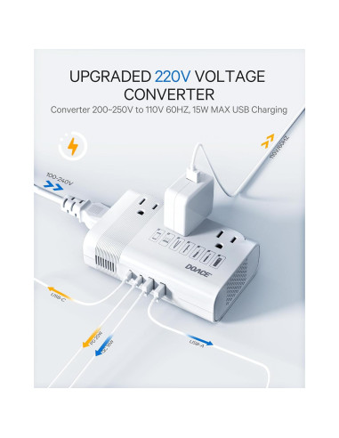 Convertidor de Voltaje DOACE 220V a 110V 350W para Viajes