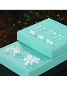 Pendientes Transparentes 3mm para Oídos Sensibles - 50 Piezas 2