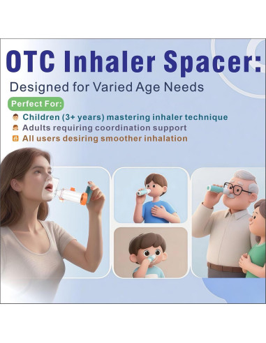 Espaciador de Inhalador Nessi OTC - Adulto Azul, Grado Médico