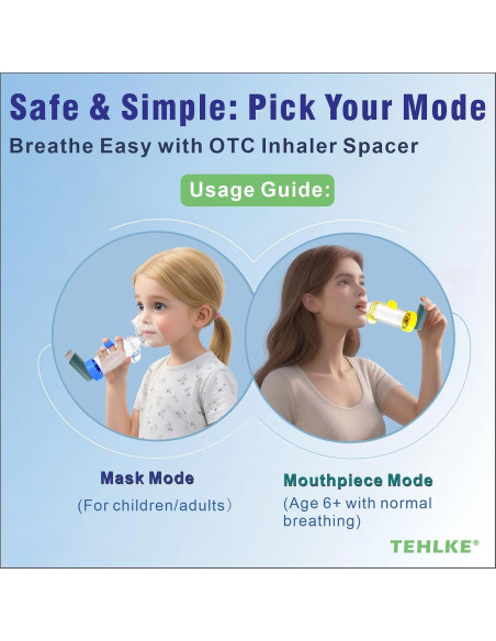 Espaciador de Inhalador Nessi OTC - Adulto Azul, Grado Médico