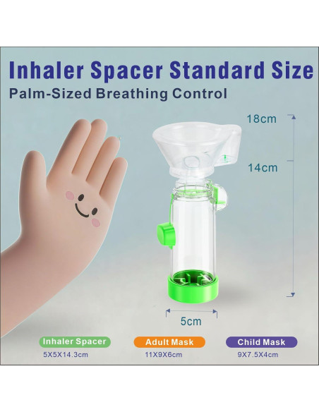 Espaciador de Inhalador Nessi OTC - Adulto Azul, Grado Médico