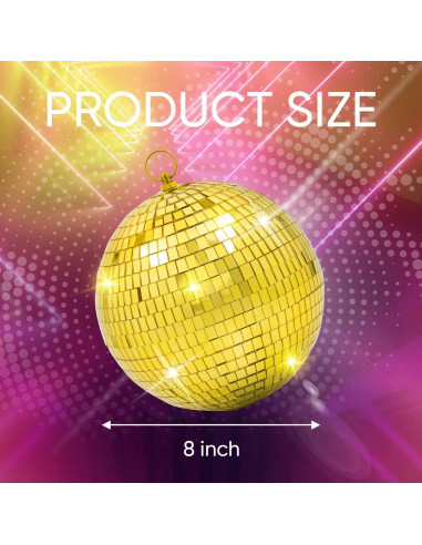 Bola de Disco Espejo Oro 20,32 cm Javik para Fiestas