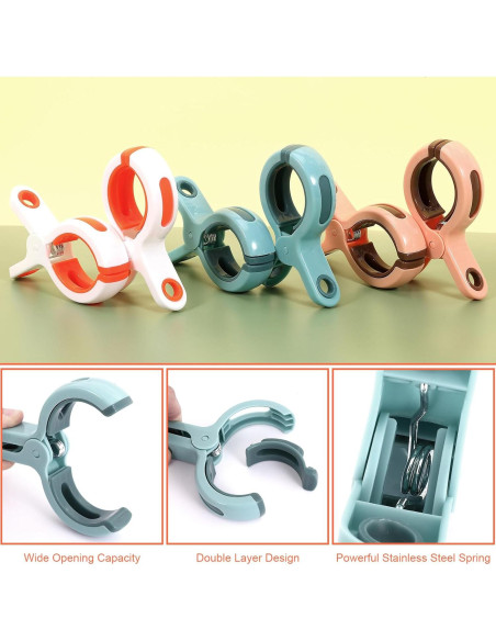 Paquete de 12 Clips para Toallas de Playa Yihurlm - Alta Resistencia