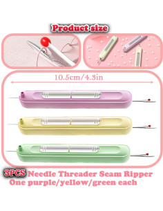 3 Piezas Enhebradores de Agujas y Desgarradores Pvzoqisur 2