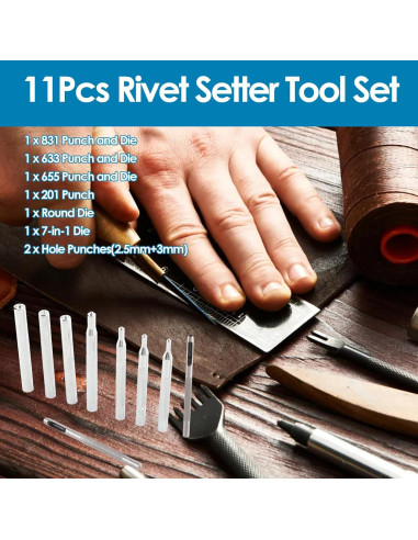 Juego de Herramientas para Broches de Cuero GLOGLOW 11 Piezas
