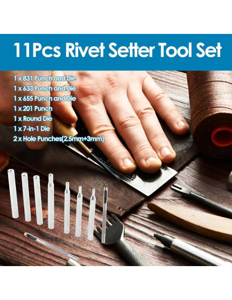 Juego de Herramientas para Broches de Cuero GLOGLOW 11 Piezas