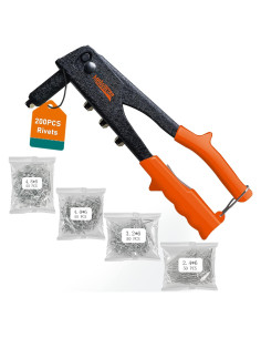 Pistola de Remaches Meiwaltee con 200 Piezas y 4 Boquillas