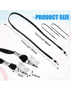 Paquete de 50 Lanyards Patelai Negro 91.44cm Doble Clip 2