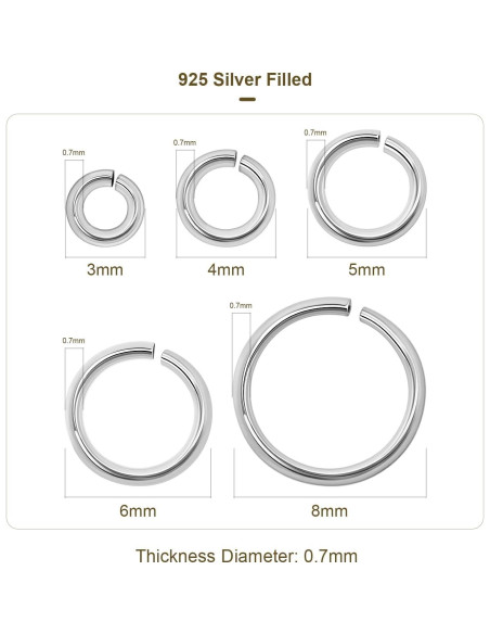 1000 Anillas de Salto Abiertas Plata 925 MICROAMOY 4x0.7mm