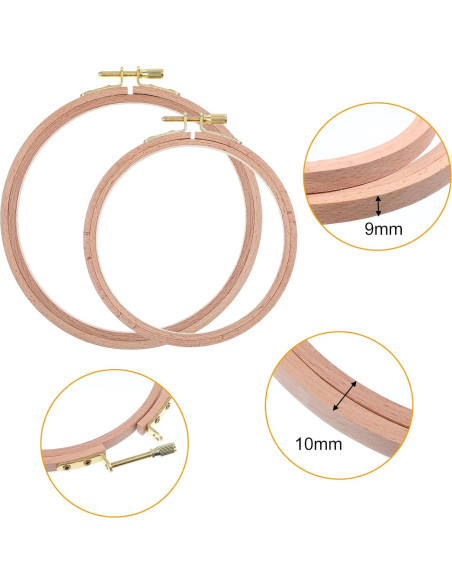 Aros de Bordado de Madera de Haya 2 Pcs 16.5cm y 13.3cm