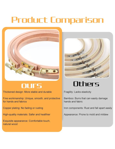 Aros de Bordado de Madera de Haya 2 Pcs 16.5cm y 13.3cm