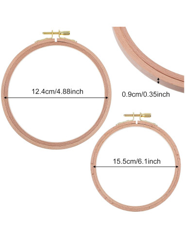 Aros de Bordado de Madera de Haya 2 Pcs 16.5cm y 13.3cm