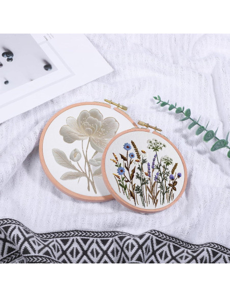 Aros de Bordado de Madera de Haya 2 Pcs 16.5cm y 13.3cm