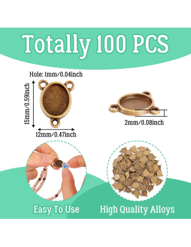 Conectores Ovalados de Cabochón Craftdady 100 Piezas 15x12mm