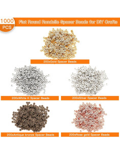 1000 Piezas Espaciadores Redondos Planos Oubaka para Joyería DIY 2