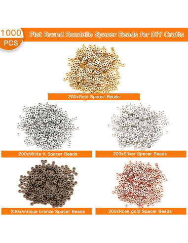 1000 Piezas Espaciadores Redondos Planos Oubaka para Joyería DIY