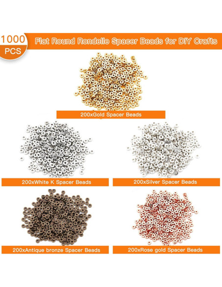 1000 Piezas Espaciadores Redondos Planos Oubaka para Joyería DIY