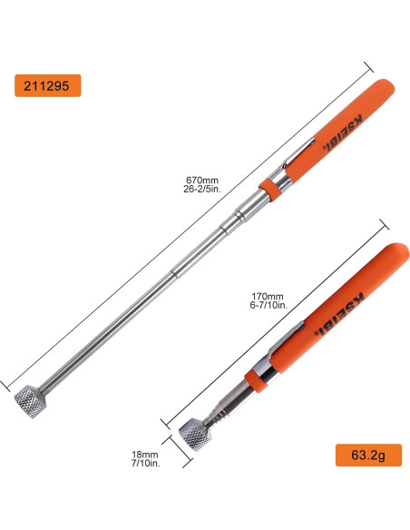 Herramienta de Recogida Magnética Telescópica KSEIBI 76.2 cm 8 lb