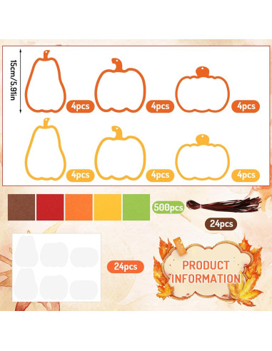 Kit de Manualidades de Papel Calabaza Otoño Whaline 24 Piezas