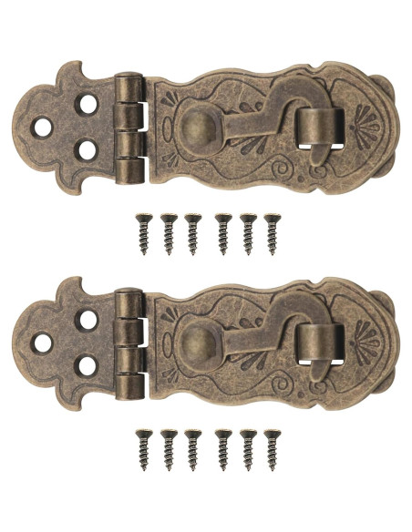 2 Piezas Pestillos Decorativos de Metal Vintage para Caja de Madera