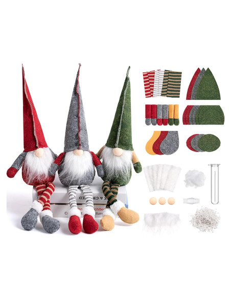 Kit de Gnomos DIY Threan 3 Set Adornos de Fieltro Navidad