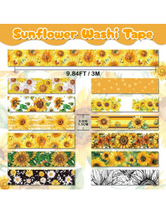 Juego de Cinta Washi Nikomi Girasol 12 Rollos 15mm x 3m 2