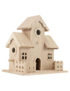 Casa de Aves de Madera VILLCASE sin Pintar 19.81 cm para Decorar