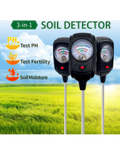 Tester de Suelo 3 en 1 Metellme - Medidor de Humedad, pH y Fertilidad 2
