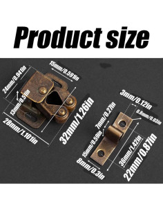 10 Pestillos de Gabinete Doble Rodillo Wvapzwr 32x32mm Bronce 2